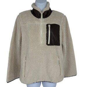 Lauren Ralph Lauren Sherpa Fleece Pullover Half-Zip Jacket Womens Size M